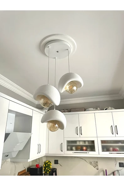 NESTVİBE Beton Görünümlü Modern Şık İskandinav Tarz 3 Başlıklı Avize (25cm) (AMPUL DAHİL DEĞİLDİR) NESTVİBE ürün görseli 1