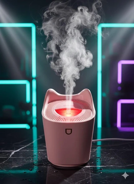 Ferro K3 Taşınabilir 2 Litre Hava Nemlendirici - Atmosfer Işıklı Ultrasonik Buhar Makinesi Pembe ürün görseli 1