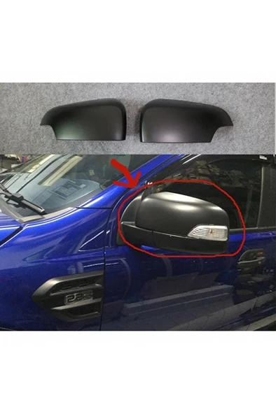 Ford Ranger T6 T7 T8 2016-2022 Sinyalli Tip Ayna Kapağı Kaplaması Siyah ürün görseli 1
