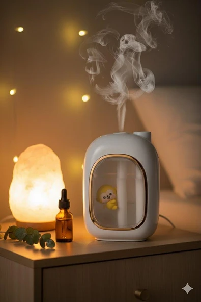TELKUR  Su İçinde Yüzen Oyuncak Çift Nozullu 400ML LED Işıklı Oda Kokusu Hava Nemlendirici YMJ-M19 Beyaz ürün görseli 1