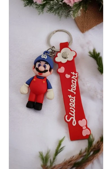 FAMEMUS ACCESSORY 3d Sevimli Süper Mario Figürlü Anahtarlık – "Sweet Heart" Tasarımı ile Çanta Aksesuar (1 adet ) ürün görseli 1