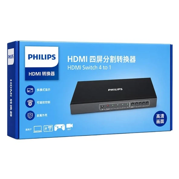 Philips SWR9101W/93 HDMI Quad Multi-Viewer 4-Giriş 1-Çıkış Ekran Bölücü Ve Seçici Switch ürün görseli 1