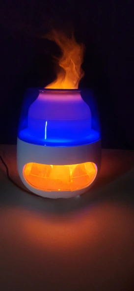 RGB Alev Efektli Tuz Taşı Aromaterapi Difüzör Nemlendirici (ZJ-121) ürün görseli 1