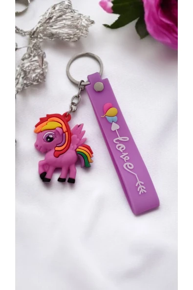 FAMEMUS ACCESSORY Unicorn Figürlü 3d Renkli Silikon Anahtarlık & Çanta Aksesuarı (1 adet) ürün görseli 1