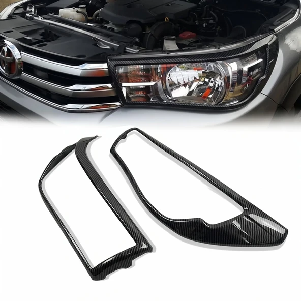 Toyota Hilux Revo 4x4 2016-2019 Far Çerçevesi Kaplama KARBON ürün görseli 1