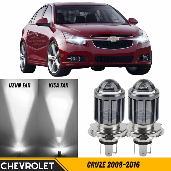 Chevrolet Cruze 2008-2016 Uyumlu Mercekli Far Ampulü Led Xenon Beyaz Renk Far Şimşek Etkili CSP Led Lamba Uzun Kısa 2 Adet Takım ürün görseli 1