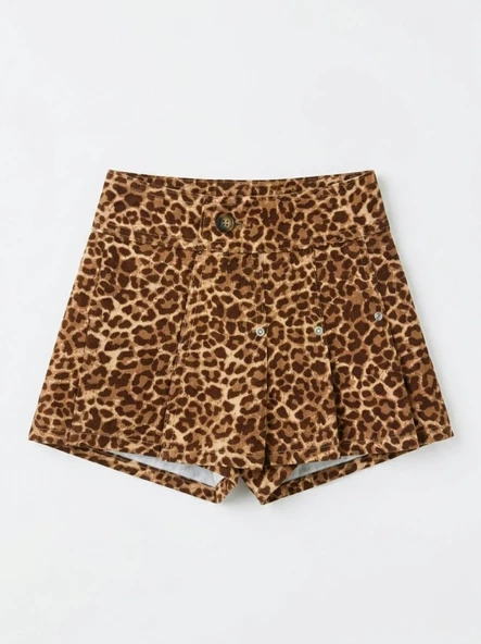 La'ciel Paris Oversize Basic Tshirt ve Leopar Şort Etek - Resim 2