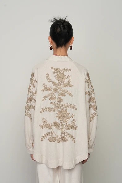 Kadın Sırt ve Kol İşlemeli Bohem Oversize Kimono ürün görseli 1
