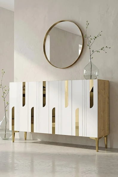 KA1231DG NOTA Konsol ve Tv Sehpası Safirmeşe-Beyaz-Gold 120cm ürün görseli 1