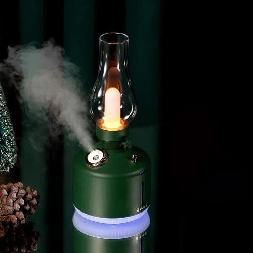 Ferro LA-0621  Gaz Lambası Görünümlü Gece Lambası 280ML Ayarlanabilir LED Işıklı Oda Kokusu Hava Nemlendirici Yeşil ürün görseli 1