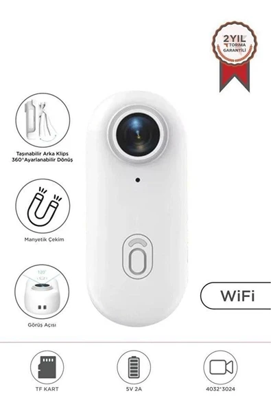 Torima CMR34 Aksiyon Kamerası 1080 P Manyetik Giyilebilir Geniş Açılı Klips Tasarımlı Kamera Beyaz ürün görseli 1