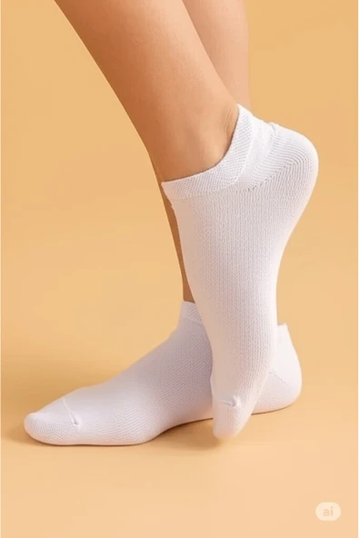 FAMEMUS ACCESSORY Beyaz Patik Çorap Yazlık Kısa Çorap Kadın Çorap Ve Erkek Çorap 3 çift ürün görseli 1