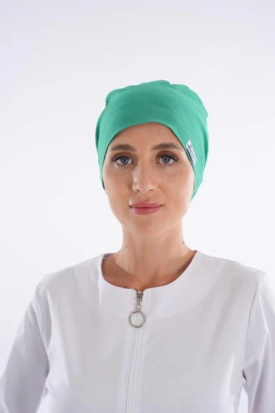 Açık Yaprak Yeşili Tesettür Doktor Hemşire Hastane Aşçı Cerrahi Bone ürün görseli 1