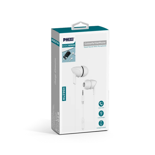Phixi Basic HS627W Mikrofonlu Kulakiçi Kulaklık Beyaz - Resim 2