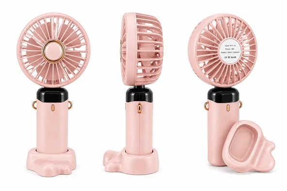 TELKUR N15 PEMBE Mini Klima 5 Kademeli Şarjlı Taşınabilir Dijital Led Göstergeli Boyna Asmalı El Fanı Vantilatör ürün görseli 1