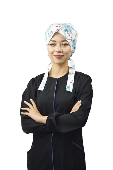 Tesettür Beyaz Diş Temalı Diş Hekimi, Diş Doktoru, Diş Teknisyeni Cerrahi Tesettür Bonesi ürün görseli 1