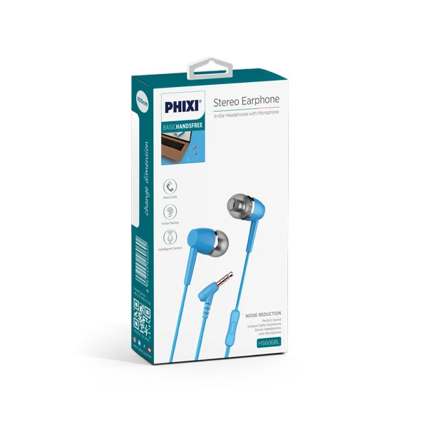 Phixi Basic HS606BL Mikrofonlu Kulakiçi Kulaklık Mavi - Resim 2