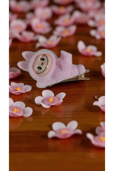 FAMEMUS ACCESSORY Labubu Model Çocuk Pens Toka Pembe Renk 8cm ürün görseli 1