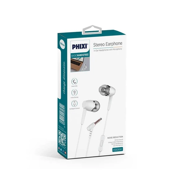 Phixi Basic HS606W Mikrofonlu Kulakiçi Kulaklık Beyaz - Resim 2