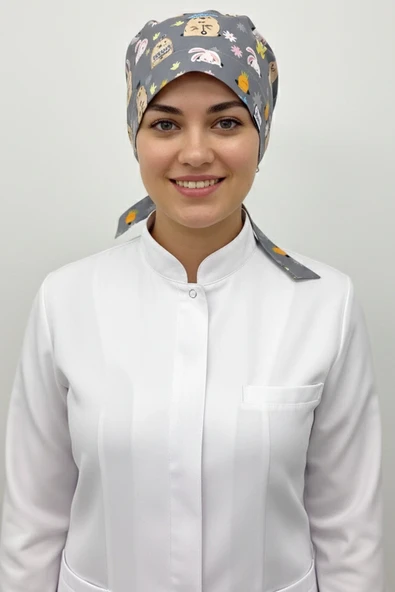 Snack Time Desenli Tesettür Doktor Hemşire Hastane Aşçı Cerrahi Bone ürün görseli 1