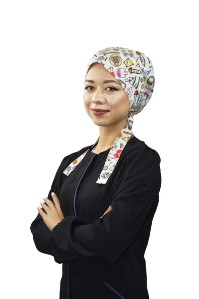 Tesettür Likralı Renkli Laborant Doktor Hemşire Biyolog Araştırmacı Laboratuar Tesettür Cerrahi Bonesi ürün görseli 1