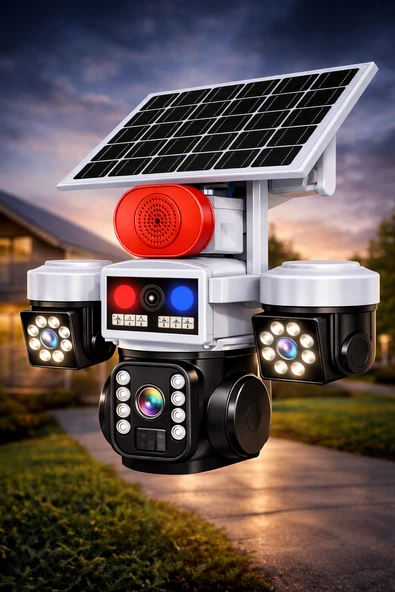 O-KAM 5051 3 LENS 10X OPTİK ZOOM 4G SOLAR RED SPEAKER PTZ KAMERA ürün görseli 1