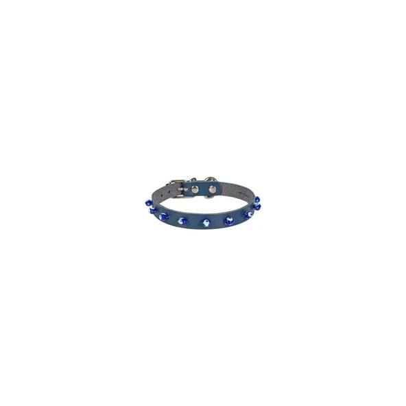 Cattie Gerçek Deriden El Yapımı Boncuklu Kedi Boyun Tasması 1,2x25-29cm - Royal Blue ürün görseli 1
