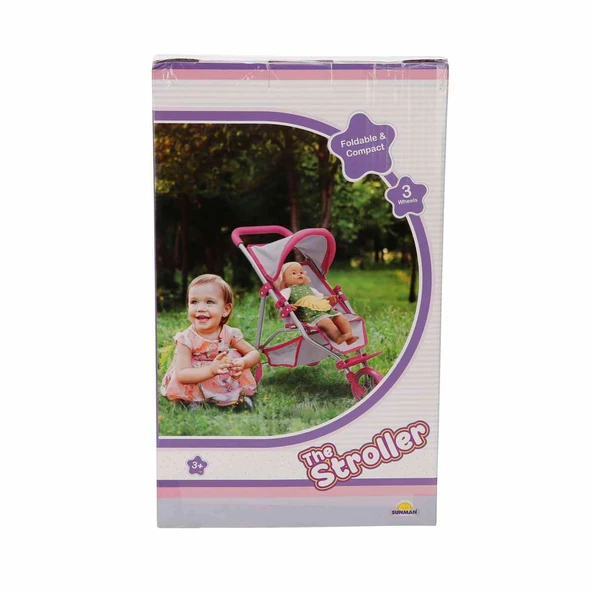 Melobo 3 Tekerlekli Pembe Gri Puset - Resim 3