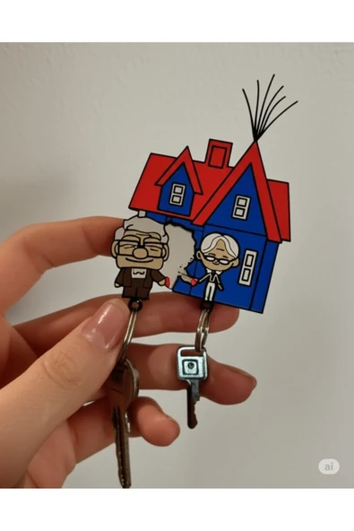 FAMEMUS ACCESSORY 3D Balonlu Ev Temalı Kapı Süsü ve Anahtarlık Tutucu ürün görseli 1