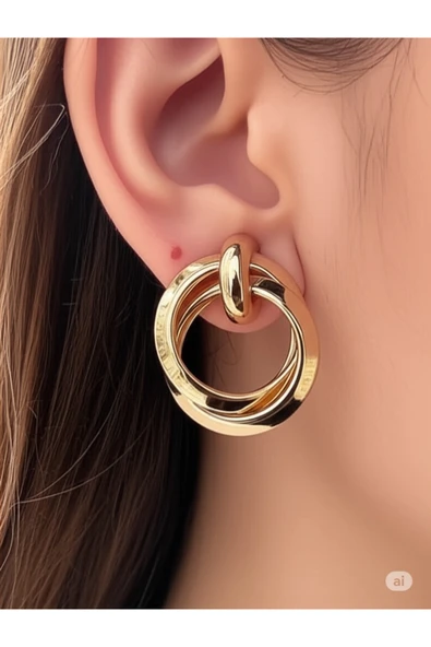 FAMEMUS ACCESSORY Sevgiler ve Özel günlere Çelik Rose Küpe ürün görseli 1