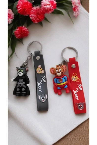 FAMEMUS ACCESSORY 2 li 3d Çizgi Film Karakterli Anahtarlık Seti – Tom & Jerry çanta aksesuar ürün görseli 1