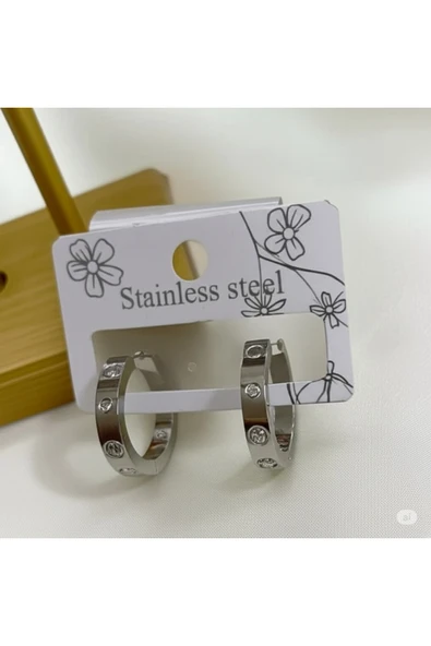 FAMEMUS ACCESSORY Vidalı Detaylı Çelik Mini Halka Küpe ürün görseli 1