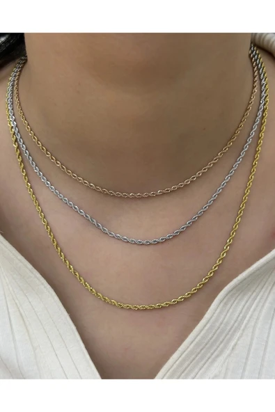 FAMEMUS ACCESSORY Çok Renkli Halat Zincirli Çelik Kolye Seti ürün görseli 1