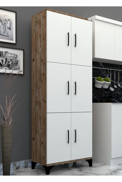 Buzkan Mobilya % 100 Mdf 6 Kapaklı Çok Amaçlı Kiler, Banyo, Ayakkabılık, Balkon Dolap kapaklar:beyaz parlak--gövde sümla ürün görseli 1
