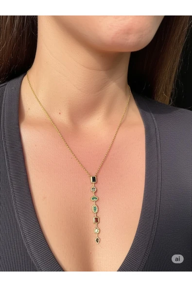 FAMEMUS ACCESSORY Şık Tasarımlı Melis Çelik Kolye. - Resim 2