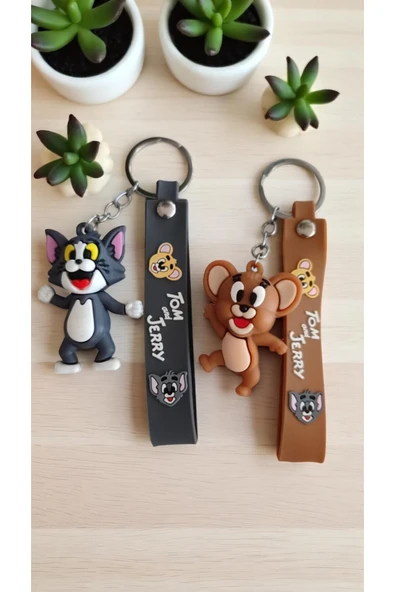 FAMEMUS ACCESSORY Tom Ve Jerry (2’Lİ) 3d Silikon Çift Anahtarlık, Hediye&sevgili Anahtarlığı çanta aksesuar ürün görseli 1