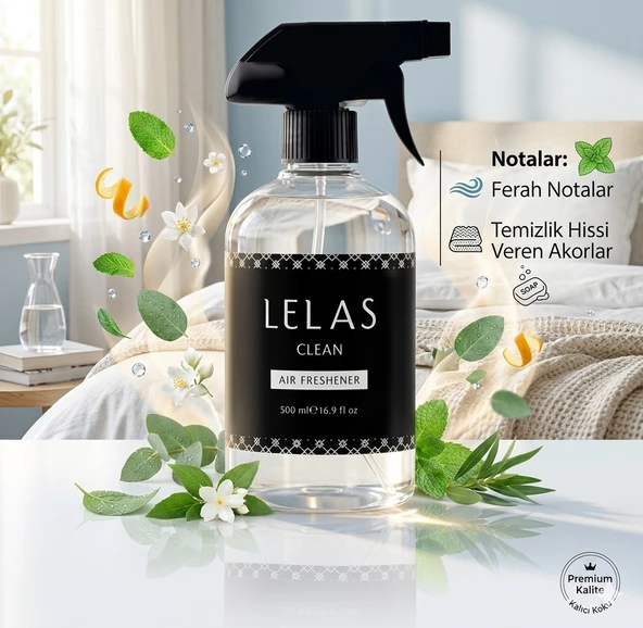 LELAS Freshener Clean Oda Spreyi 500 ML – Ferahlatıcı ve Temiz Oda Kokusu - 1806 ürün görseli 1