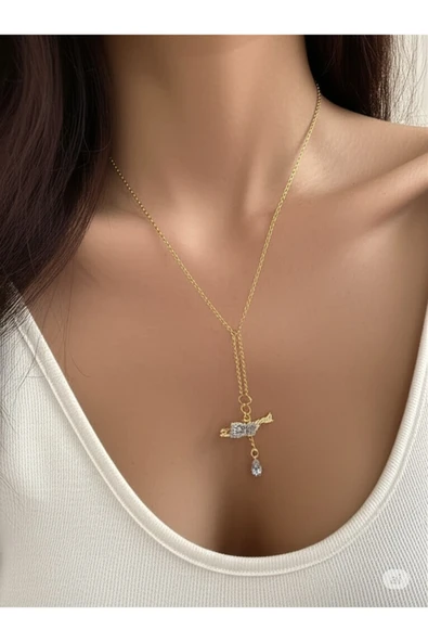 FAMEMUS ACCESSORY Çelik Zarif Taşlı Kuş Figürlü Kolye ürün görseli 1