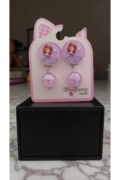FAMEMUS ACCESSORY İçi Simli Parlak Sallantı Boncuk Süslemeli Disney Prenses Klips Küpe ürün görseli 1