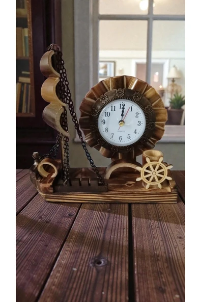 FAMEMUS ACCESSORY Ahsap Dekaratif Masa ve Ofis Süs biblo SaatHediyelik Ürün boyut: 20cm*17cm ürün görseli 1