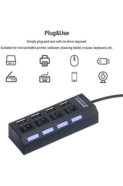 Torima Siyah YD-76 USB 2.0 4 Portlu Bilgisayar Adaptörü ürün görseli 1