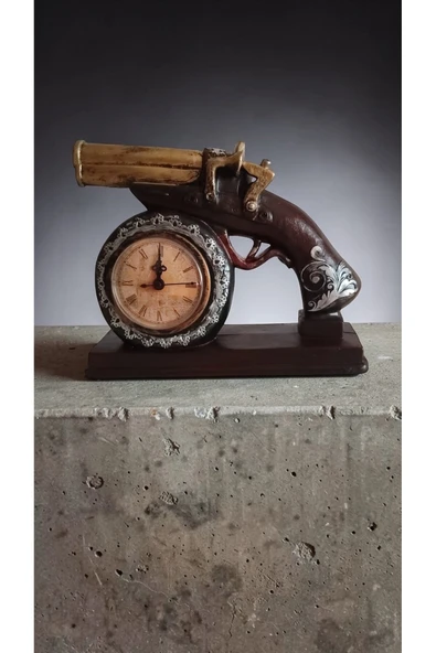 FAMEMUS ACCESSORY Silah Görünüm Dekor ve Hediyelik Ürün Silah Saat Biblo Boyut :22*18 cm ürün görseli 1