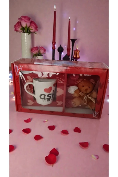FAMEMUS ACCESSORY Sevgililer Gününe Özel kutulu ayıcıklı kupa sevgili boyut 30 cm ürün görseli 1