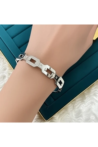 FAMEMUS ACCESSORY Çelik Silver Bileklik Modern Geometrik Bağlantılı ürün görseli 1