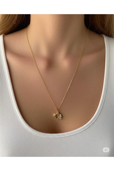 FAMEMUS ACCESSORY Çelik Gold Kaplama Kolye - Üçgen Detaylı Tasarım (45 cm) ürün görseli 1