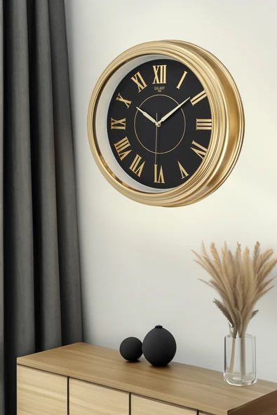 Galaxy Premium Duvar Saati Krem Kasa Gold Çerçeve Roma Rakamlı 45 Cm. ürün görseli 1
