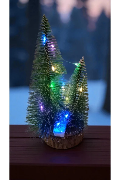 FAMEMUS ACCESSORY Yılbaşına Özel 3LÜ Kar Yağmış Görünüm Led Işıklı Çam Ağaç Ürün Boyut 22cm ürün görseli 1