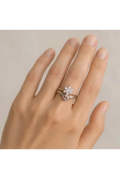 FAMEMUS ACCESSORY Kar Tanesi Barış Ayarlı Çelik Yüzük ürün görseli 1