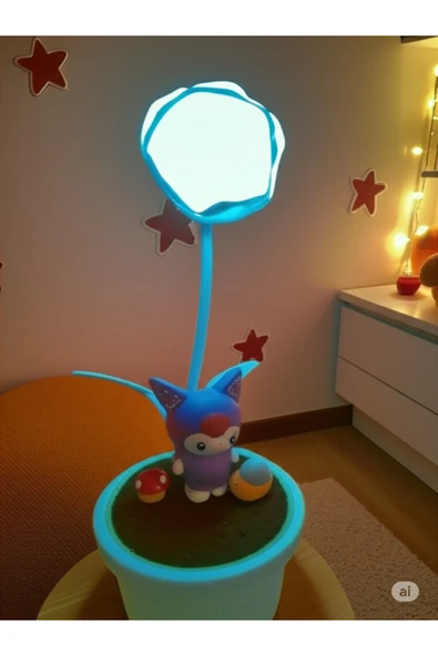 FAMEMUS ACCESSORY Sevimli Kuromi Karakterli Çiçek Tasarımlı Masa Lambası – Dekoratif Işık Mavi Renk ürün görseli 1