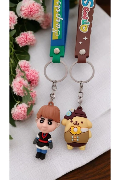 FAMEMUS ACCESSORY 2 Li Sevimli Karakter Pompompurin Anime Stil Figürlü Renkli Silikon Askılı Çanta Aksesuar ürün görseli 1